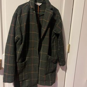 DAVI & DANI Dark Green Plaid Jacket